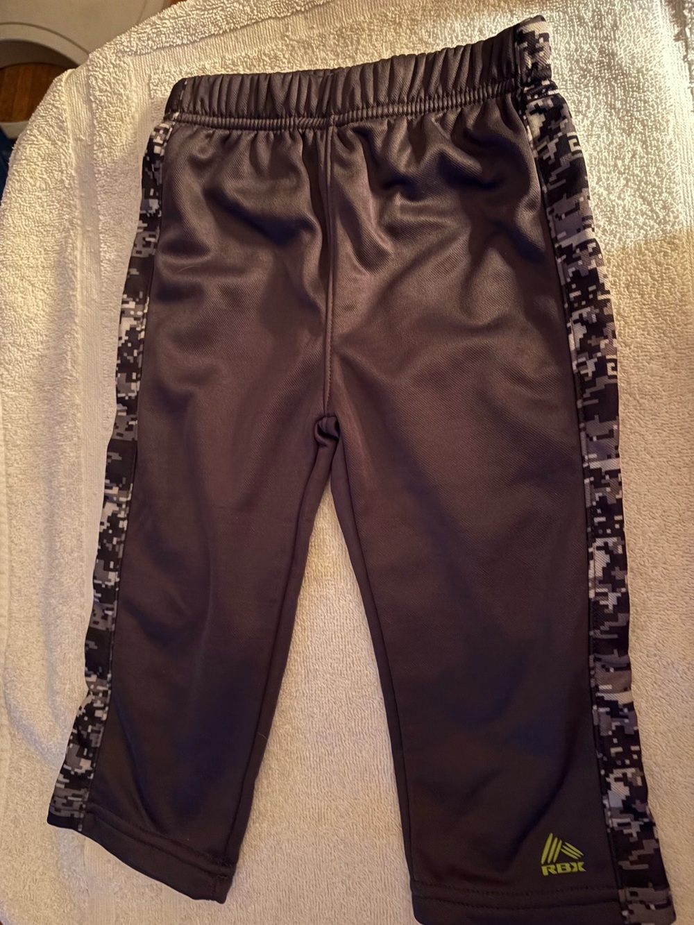 RBX Boys Black Joggers with Gray Digital Camo Side Stripes size 18mths